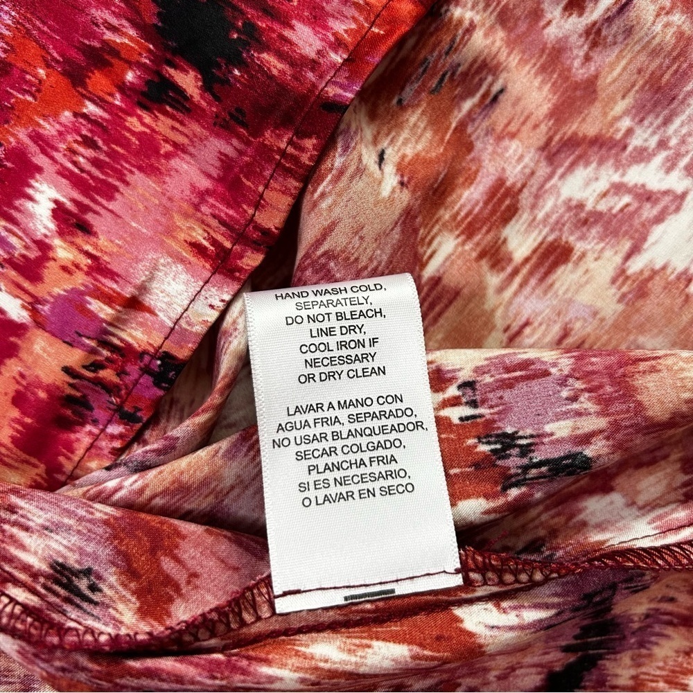 Nicole‎ Miller Abstract Maxi Trapeze Dress Maroon Pink Coral Size Large Event - Picture 5 of 11